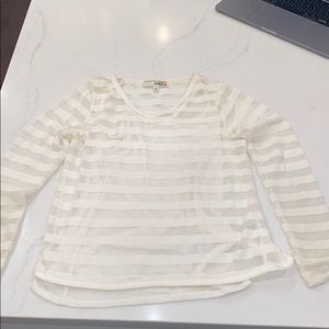 Ivory sheer striped top